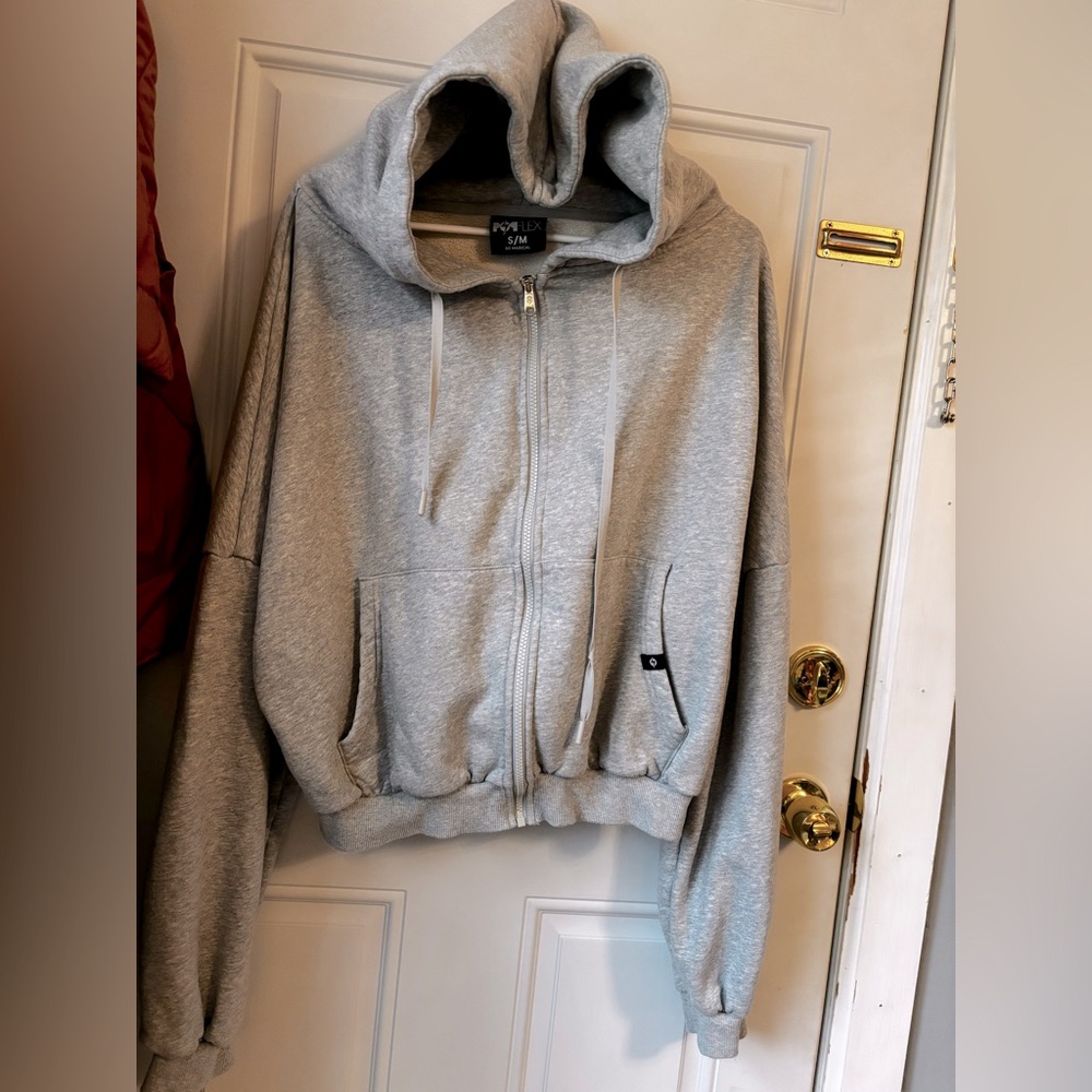 Popflex cropped Gray Zip-Up Hoodie